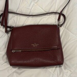Kate Spade Burgundy Medium Flap Shoulder Bag with Adjustable Strap